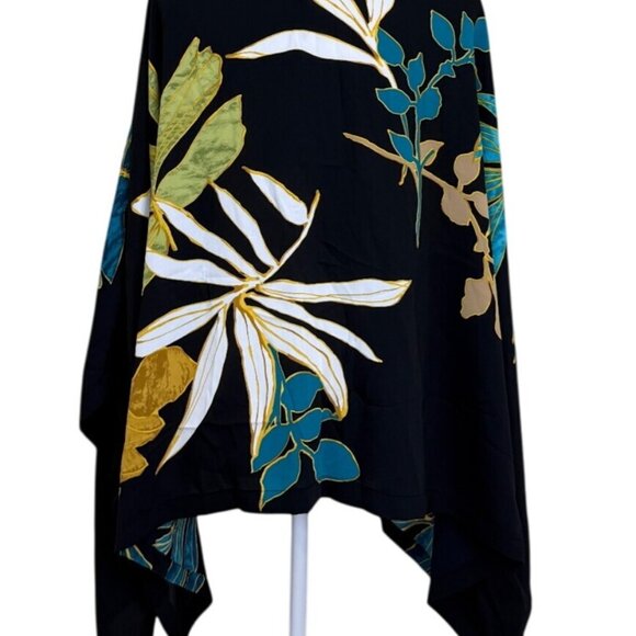 Chicos Ponsa Palms Poncho Black Floral Tropical Top Womens Size L/XL NEW - Picture 3 of 7
